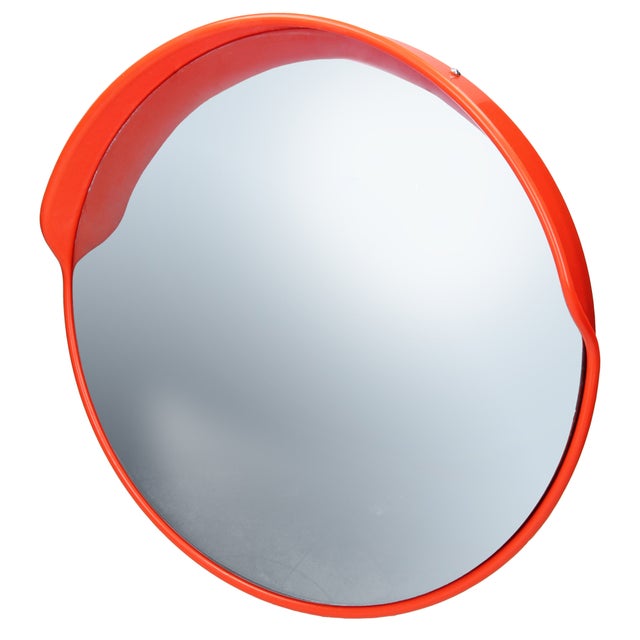 ECD Germany Lustro drogowe Ø 60 cm z obrotowym uchwytem, czerwone, nietlukace, odporne na warunki atmosferyczne, bezpieczne Lustro nadzorujace Lustro