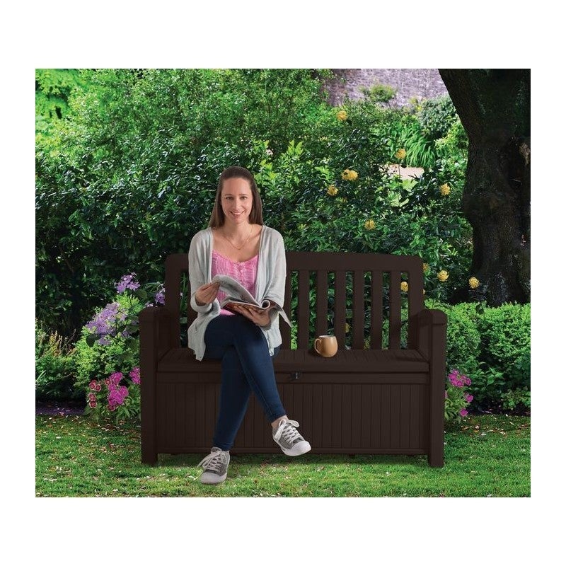 Keter Patio Storage Bench Graphite Resin Garden Bench, 132.7x61.2x89h cm, Graphite - 8