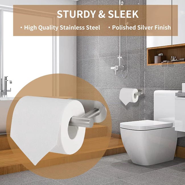 Porta Carta Igienica Autoadesivo - Acciaio Inox Nichel Spazzolato, Senza Foratura, Per Bagno E Cucina, Supporto Fino A 5kg - Foto 1