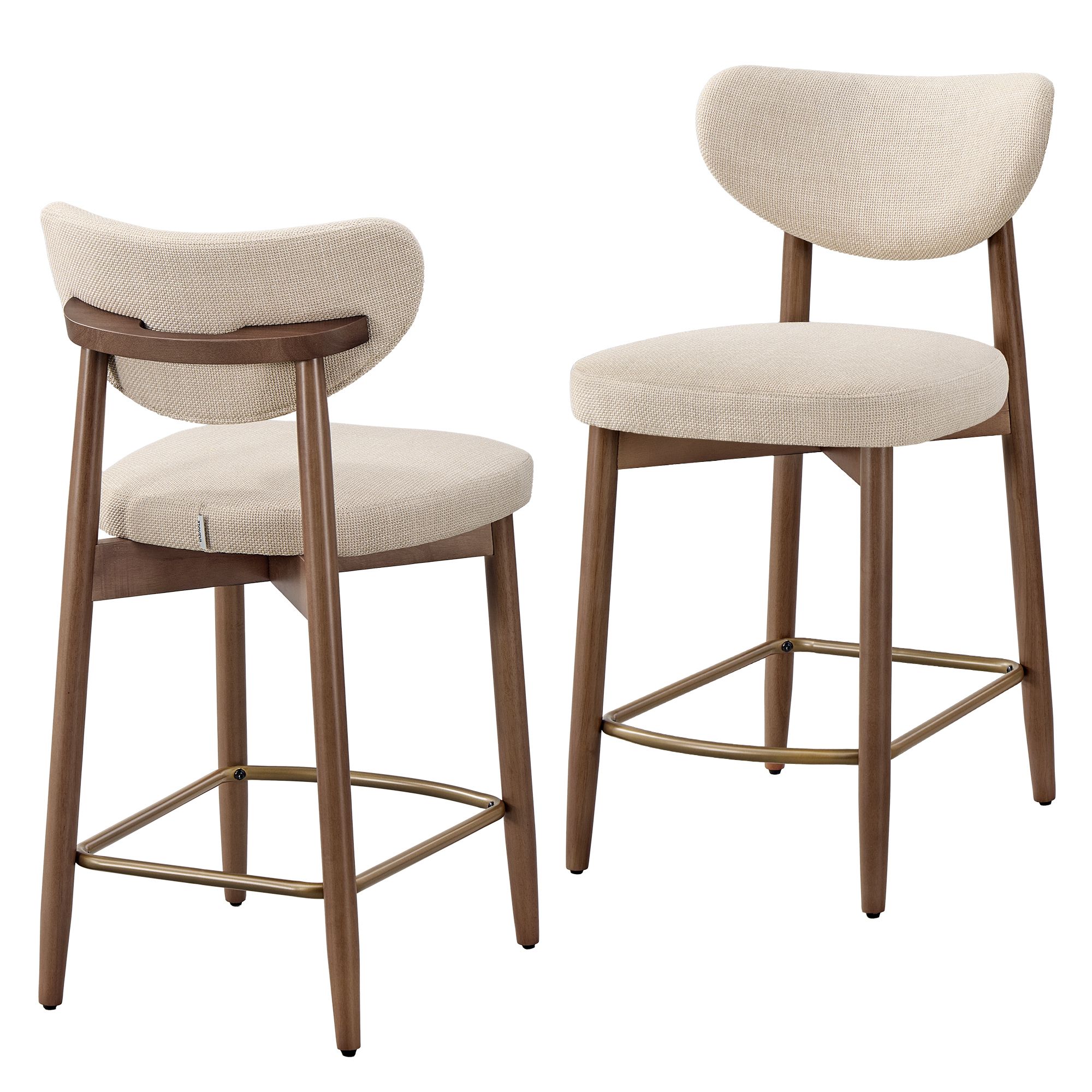 Vasagle Beige Claro Taburetes De Bar Con Patas De Madera Y Respaldo Ergonómico, - Imagen 3