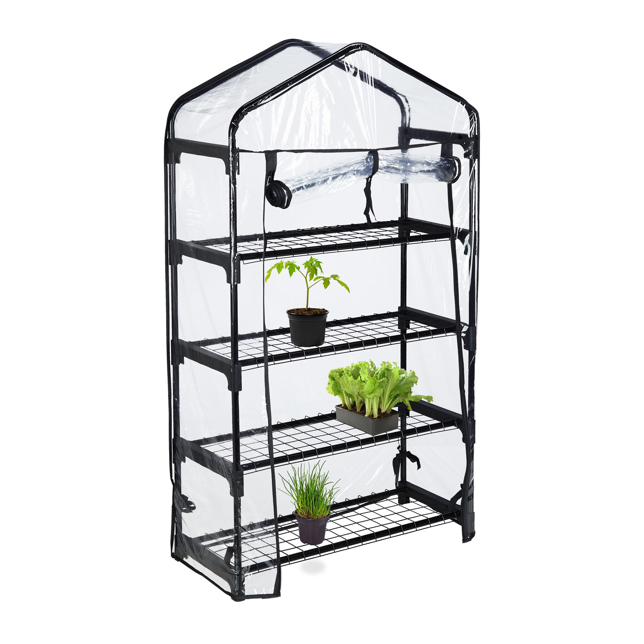 Serra Per Orto Serra Da Balcone Relaxdays 4 Piani - 125x69x29 Cm - Nero/ Trasparente - Per Erbe E Piante Serra Per Piante Da Esterno Invernale - 4