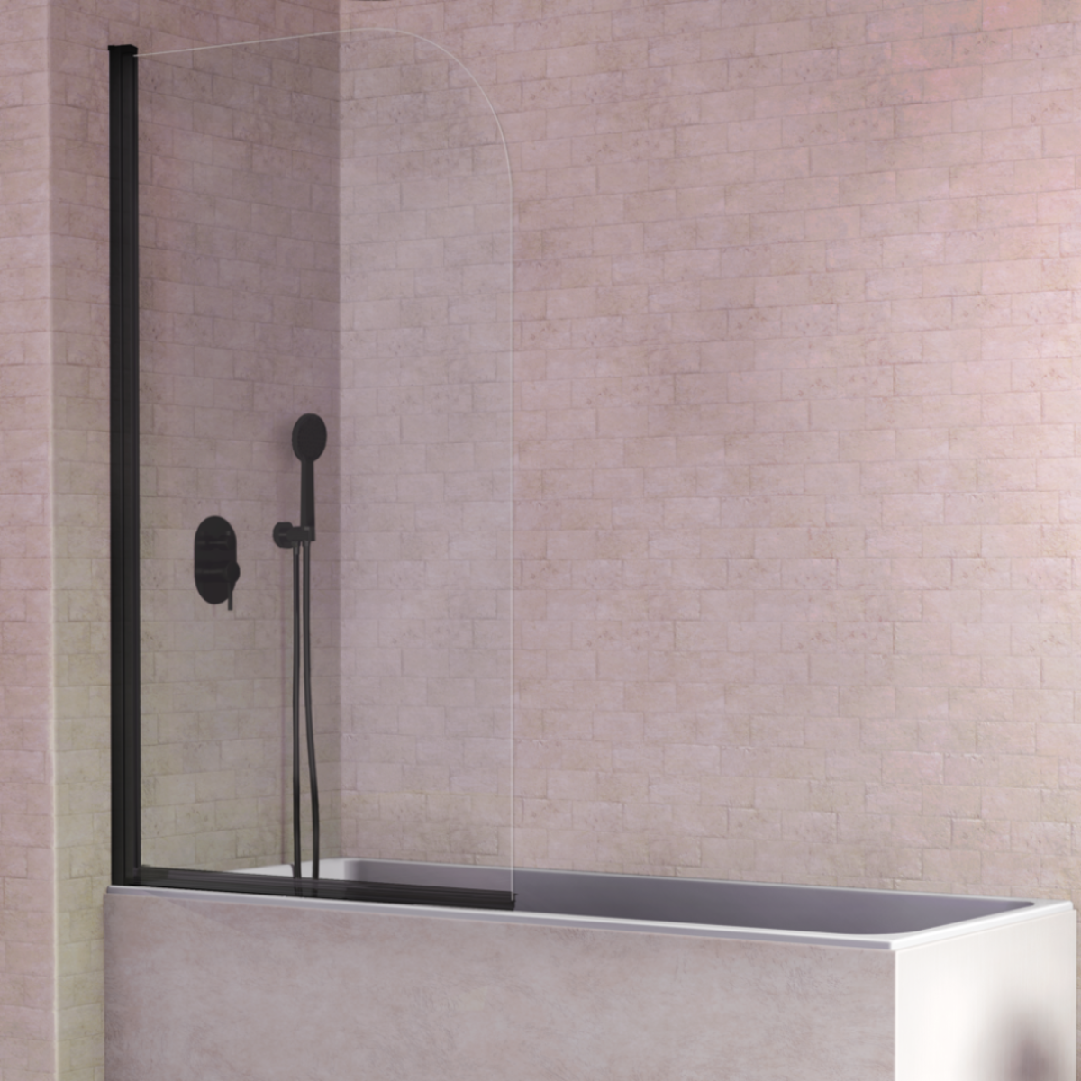 Pare-baignoire pivotant RITA profil noir mat 85 x 150 cm | Bricoman