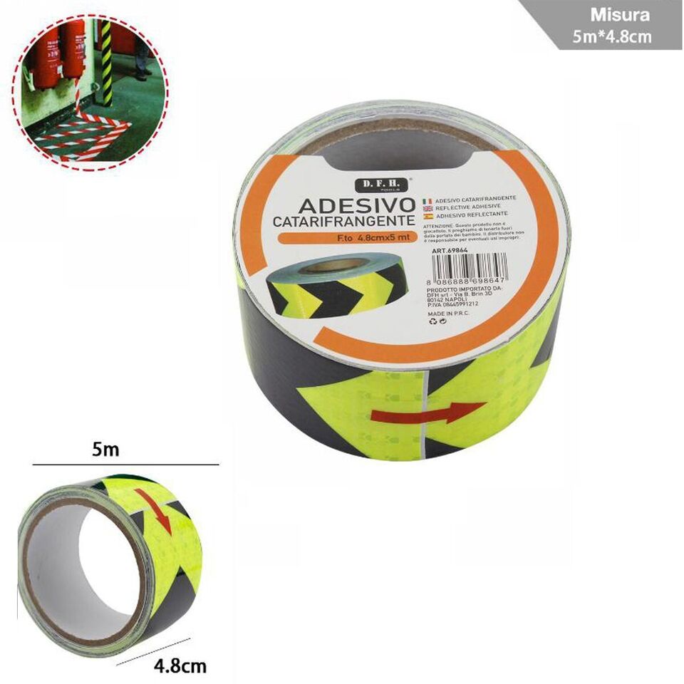 Nastro Riflettente Giallo E Nero 10mt - Adesivo Impermeabile Per Auto, Rimorchi E Sicurezza - Foto 10