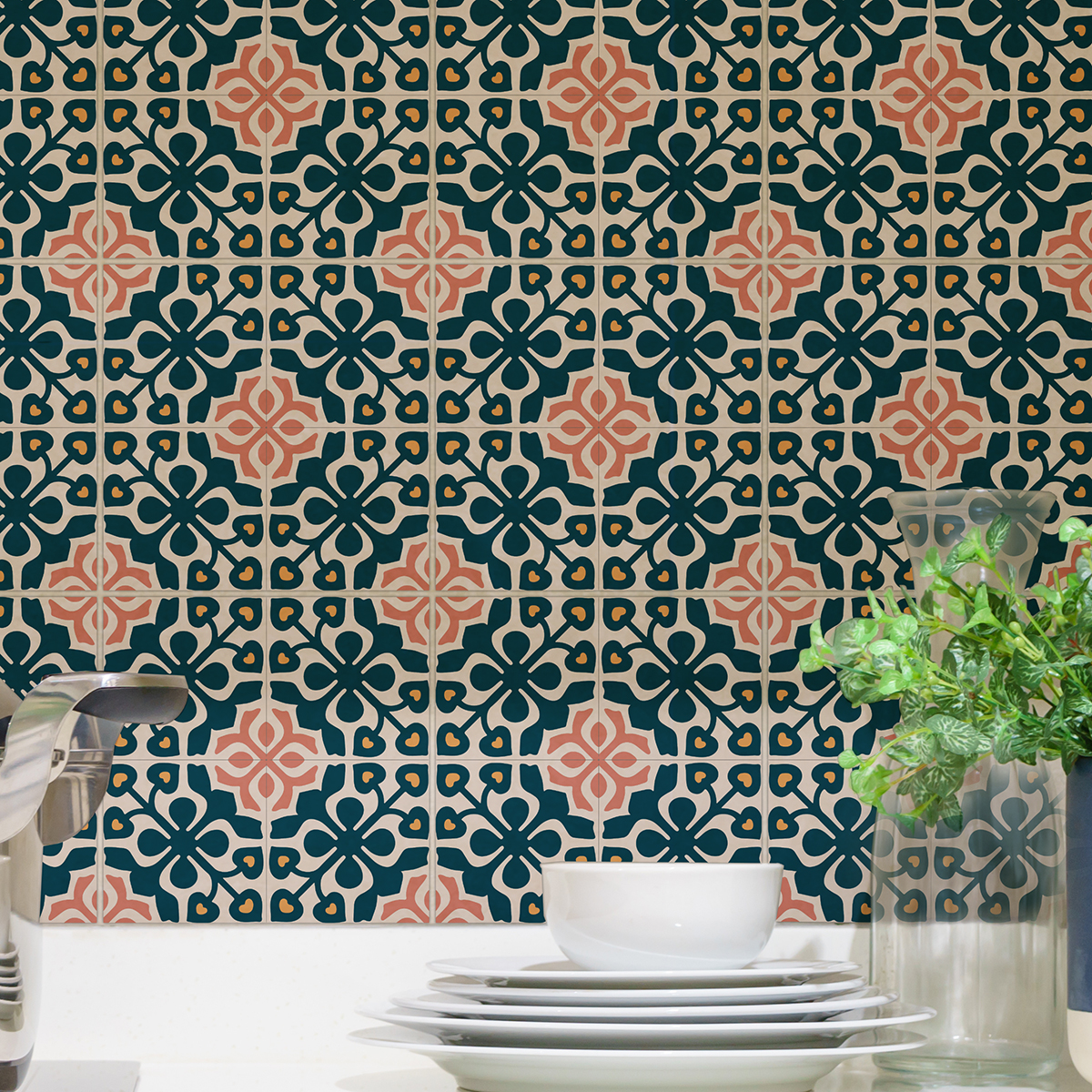 9 adesivi piastrelle azulejos Acantha - Sticker adesivo - adesivi murali - 9stickers20x20cm - 4