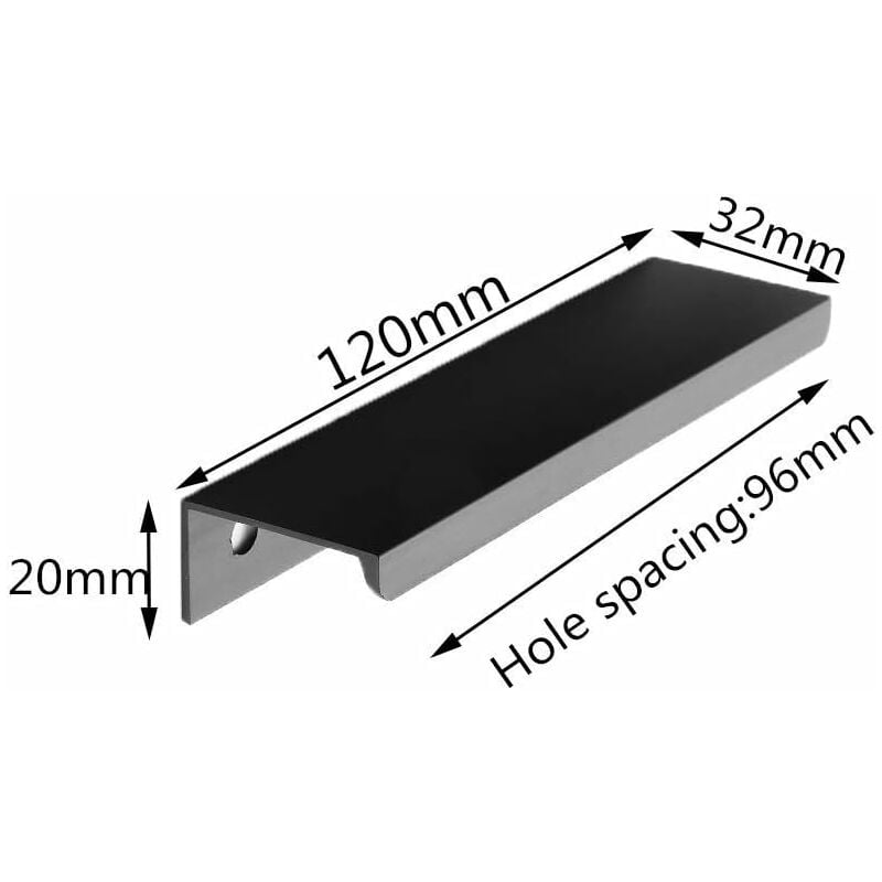 Confezione da 10 maniglie nere maniglie per mobili nere - maniglie invisibili cucina nera alluminio nero opaco passo 96 mm - 5