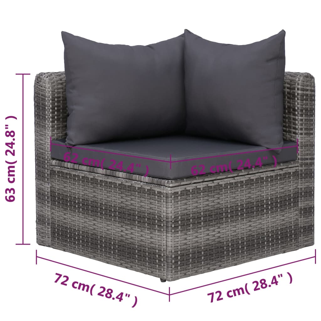 Salon bas de jardin en Rattan synthétique Gris 6 personnes - 9