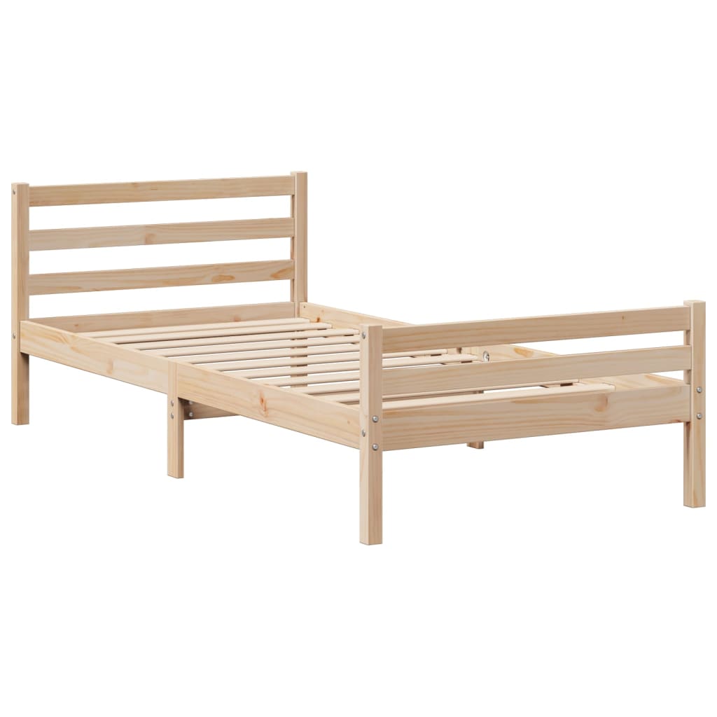 Lit Adulte | Lit simple | Cadre de lit sans matelas 100x200 cm bois massif de pin CFW83426 - 7