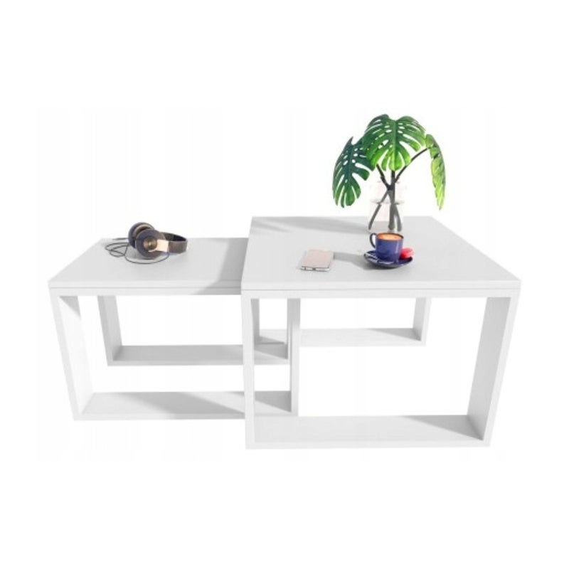 Ława stolik kawowy podwójny LOFT-PER biały-biały PER