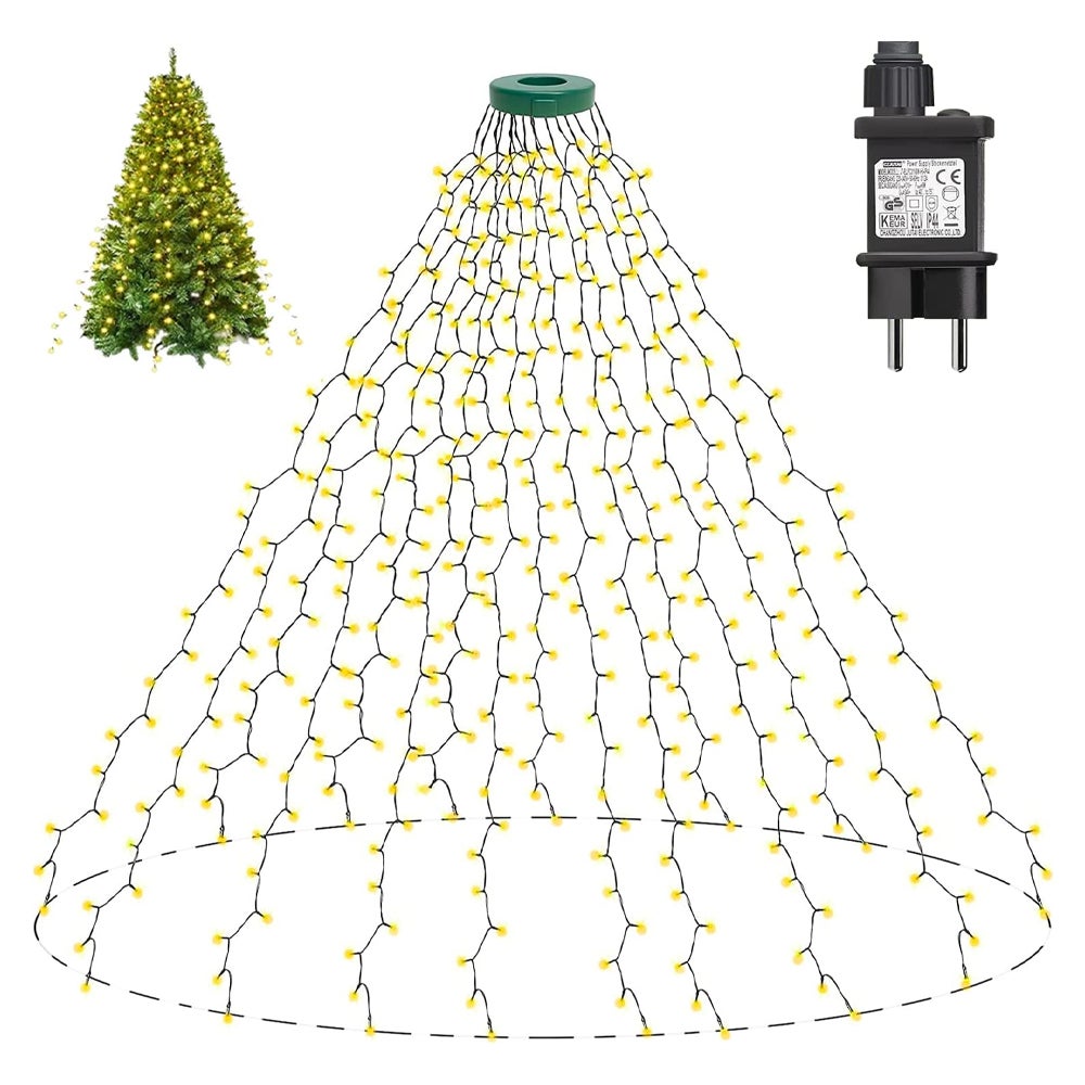 Świąteczna girlanda świetlna na choinkę 2 m * 16, 400 LED (1-2,4 m), 8 trybów, dekoracja świąteczna do domu, ogrodu, na taras (ciepła biel)