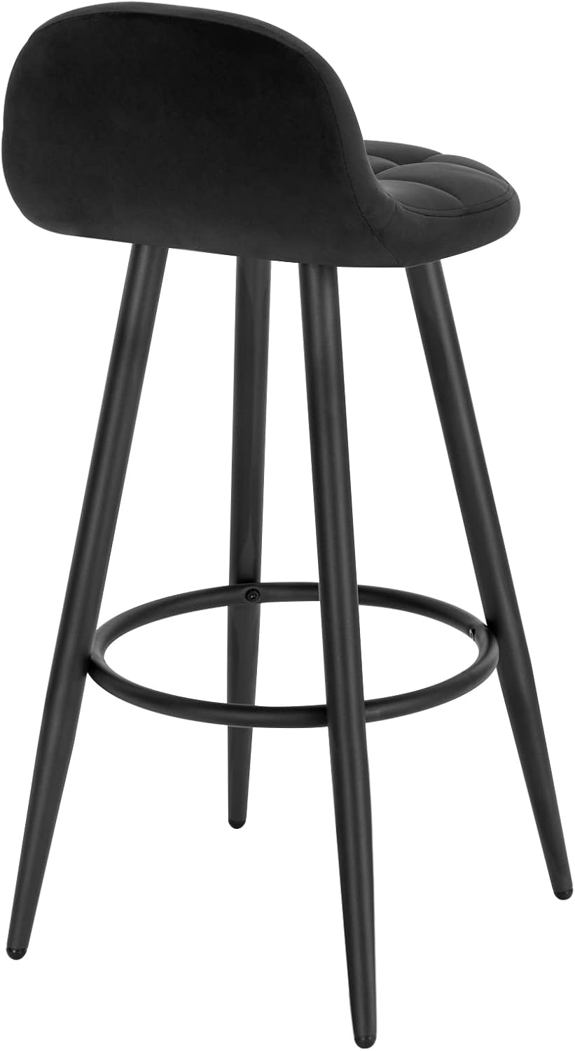 Lot de 2 Tabourets de Bar Modernes WOLTU, Chaise de Cuisine Haute en Velours et Métal, Hauteur d'Assise 70cm, Noir - 8