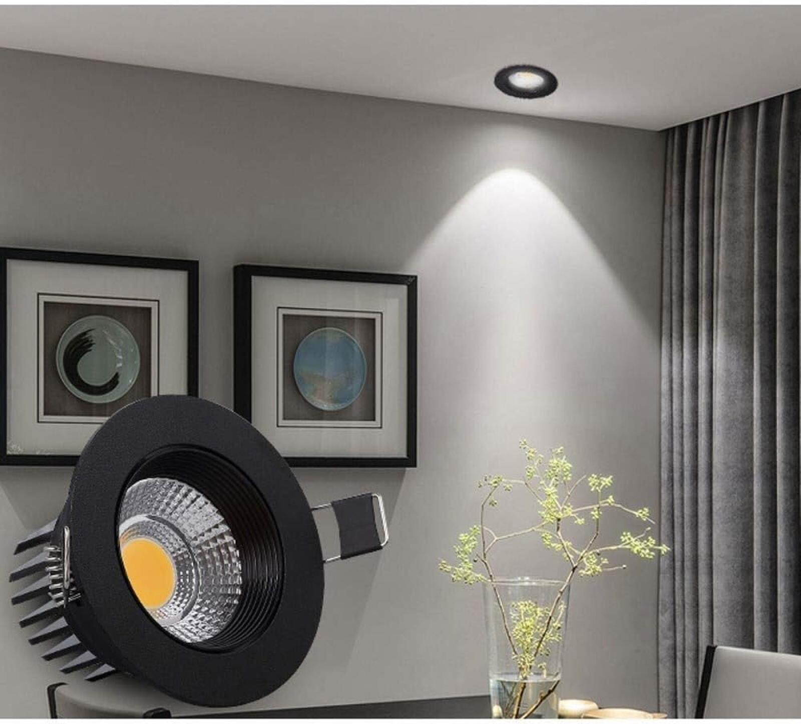 Foco LED empotrable negro, 3W, luz blanca cálida 3000K, apto para ...