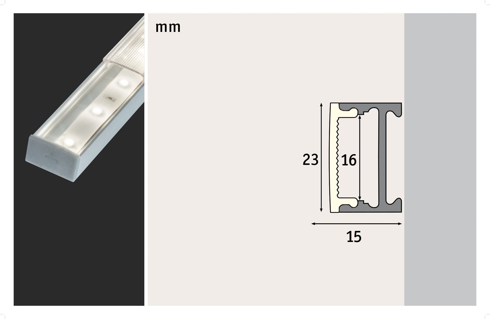 Profilé de strip LED Square 1m Alu, Satiné - 3