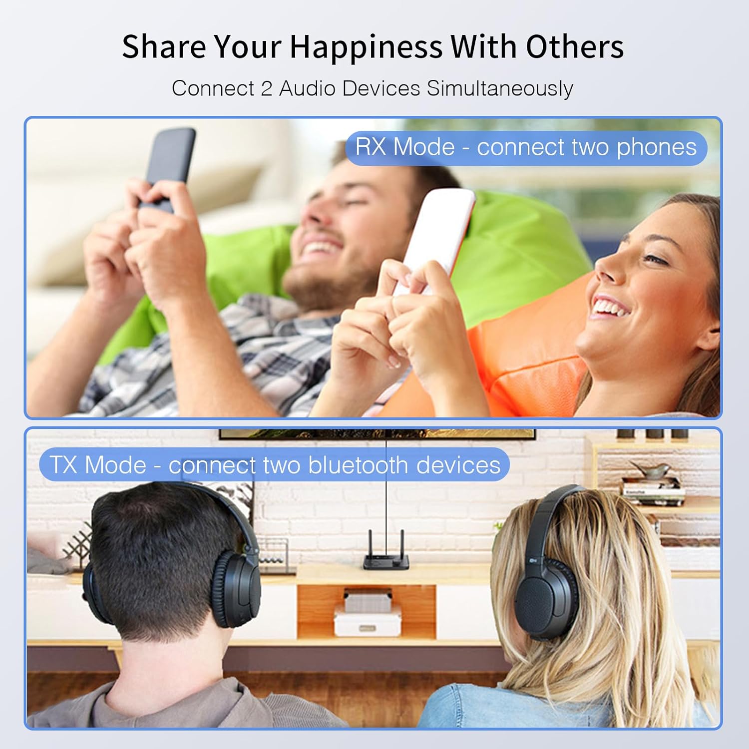 Transmetteur Recepteur Bluetooth 5.3, Adaptateur Bluetooth Audio RCA 3,5 mm Jack AUX Dual Link, Stereo Audio HiFi Receiver pour TV/Smartphone/Tab - 3