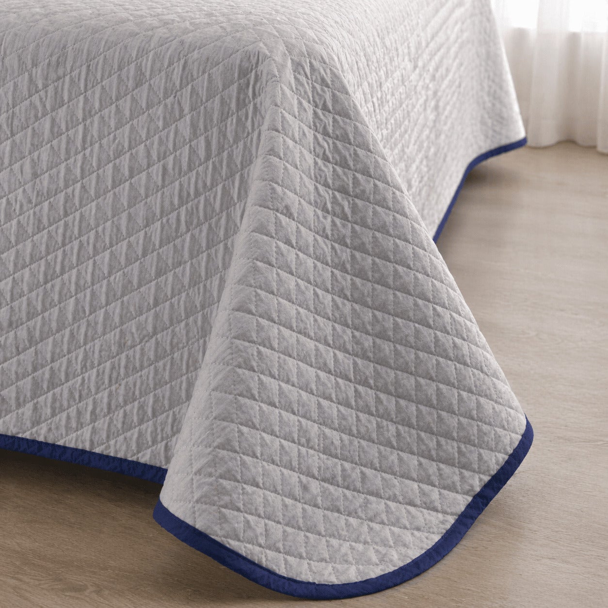 Colcha Bicolor Reversible Azul/Gris Cama 180cm Donegal Collections - 3