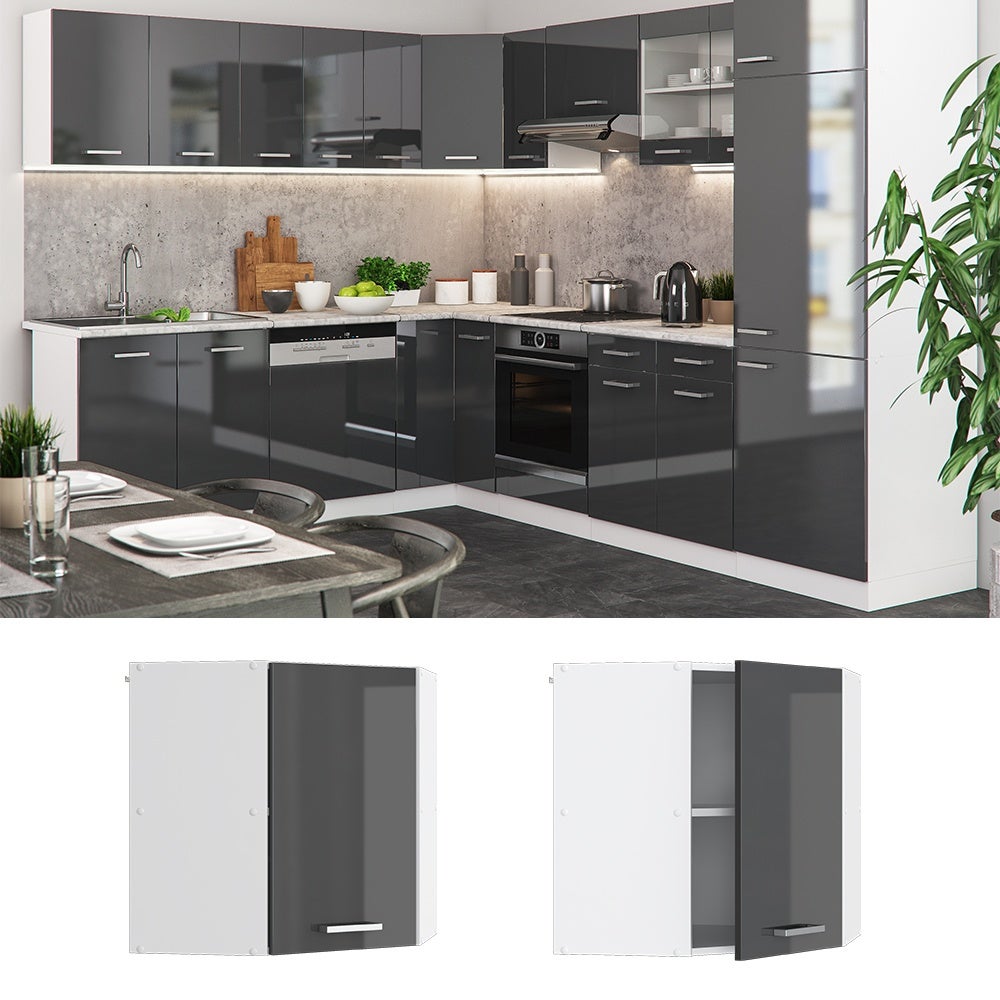 Vicco Elément haut de cuisine R-Line, Anthracite Haute brillance, 57cm - 2