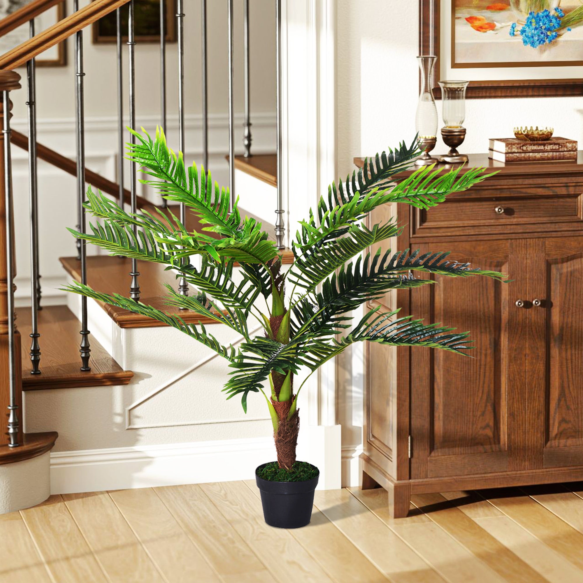 Plante artificielle palmier cycas hauteur 123 cm intérieur extérieur pot inclus décoration maison jardin - 4