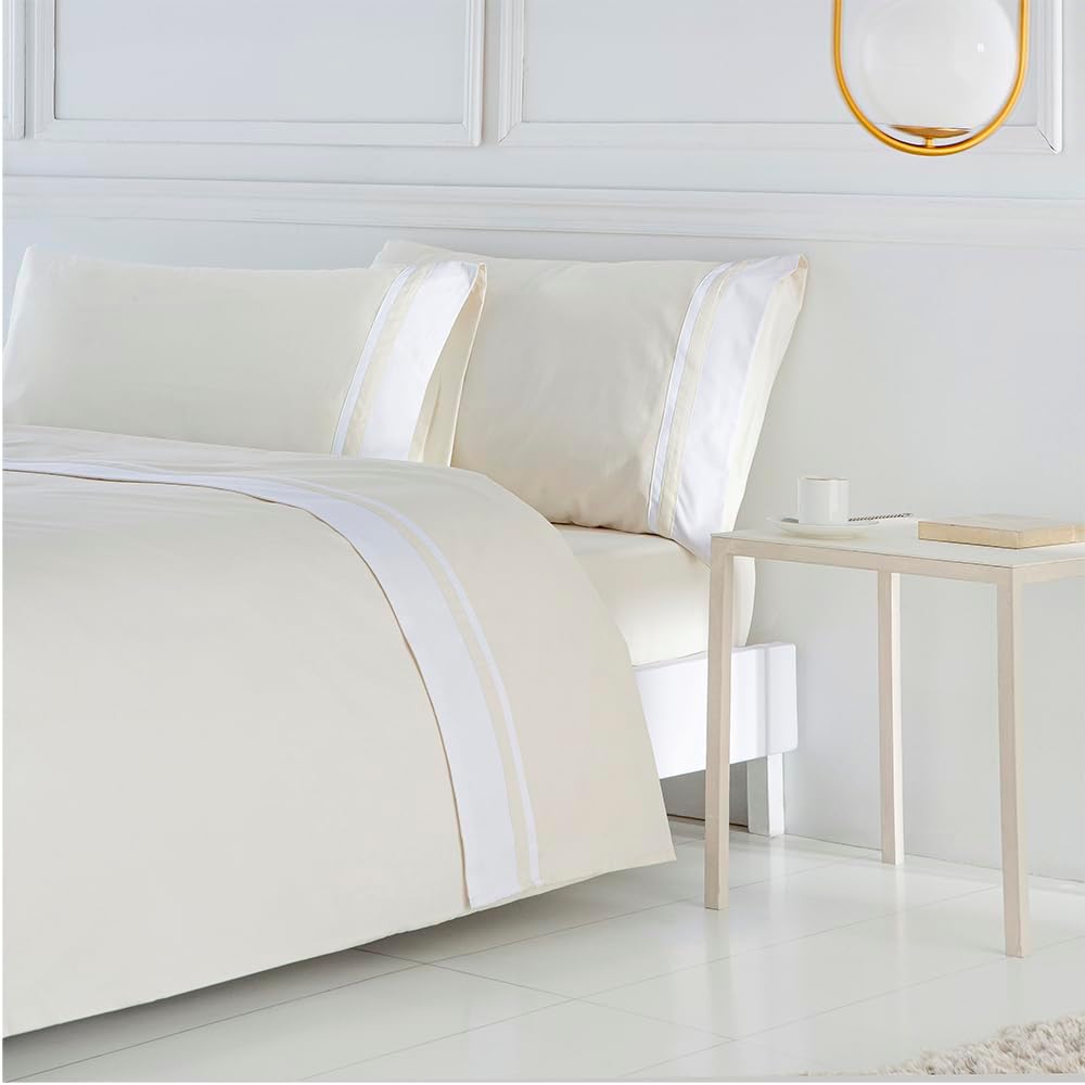 Cotton artean - funda nórdica tuy saten algodon egipcio 400 hilos beige 260x240 cama 180