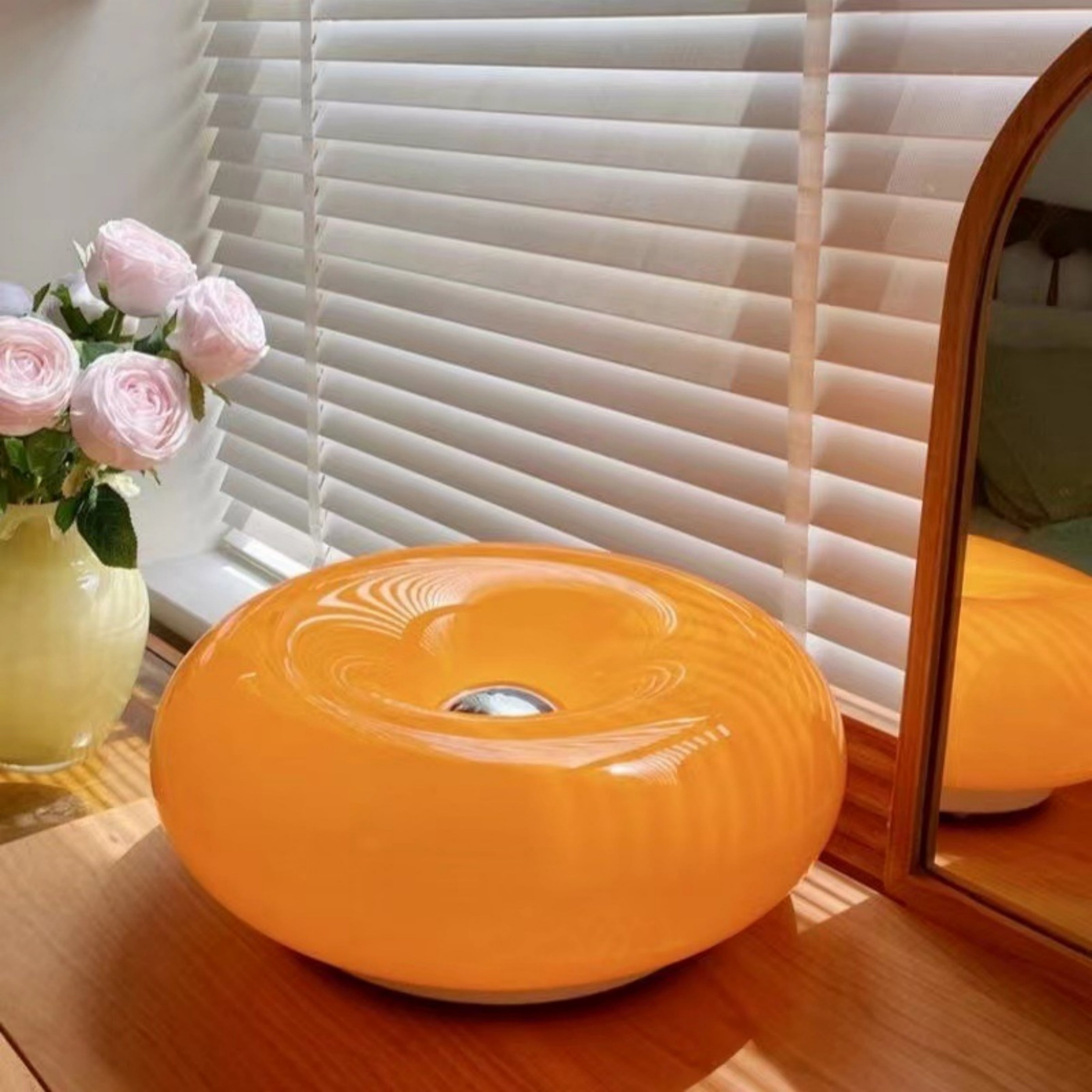 10PC Lampe à poser, Lampe Donut Touch, Lampe d'ambiance rétro Bauhaus, Lampe de bureau LED, Lampe de chevet avec 3 modes d'éclairage, Orange - 5