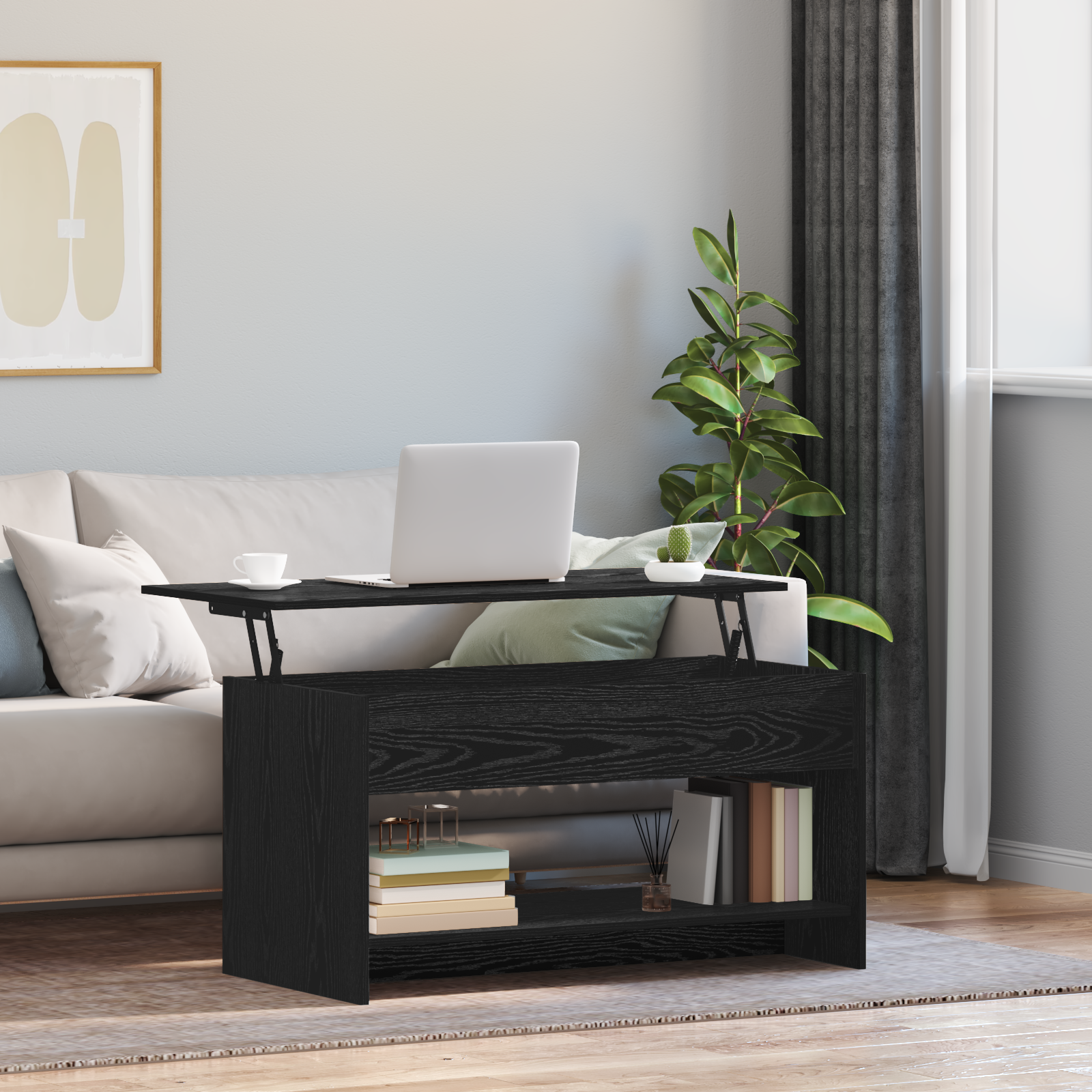 Stolik kawowy Czarny Dąb 80 x 50,5 x 41,5 cm vidaXL