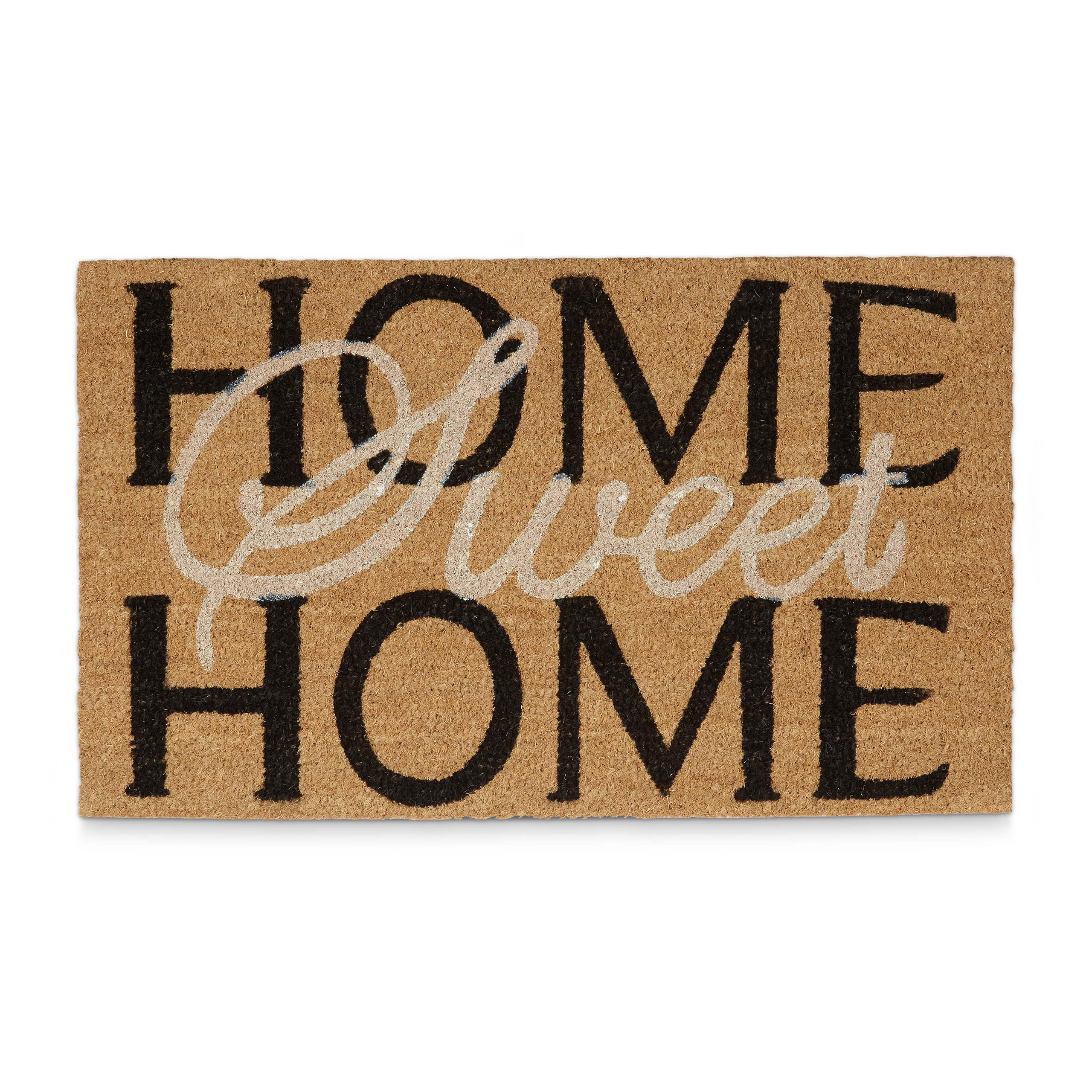 Relaxdays felpudo home sweet home para la entrada, 1.5 x 75 x 45 cm, fibra de coco y pvc, antideslizante, color marrón