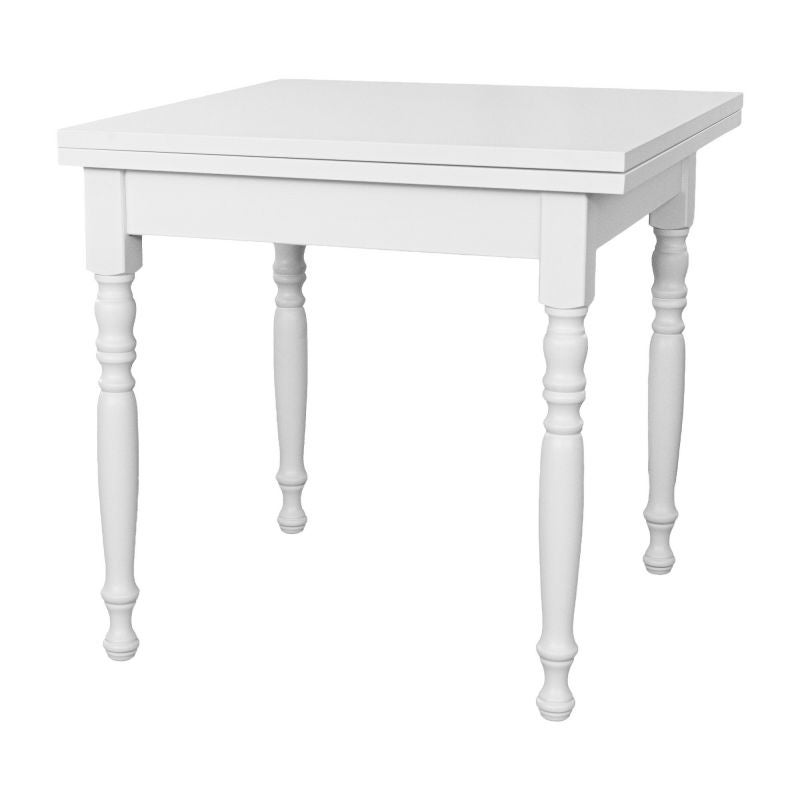 TAVOLO ALLUNGABILE DA CUCINA SHABBY CHIC BIANCO ANTICATO CON GAMBE TORNITE 120x80 | Leroy Merlin