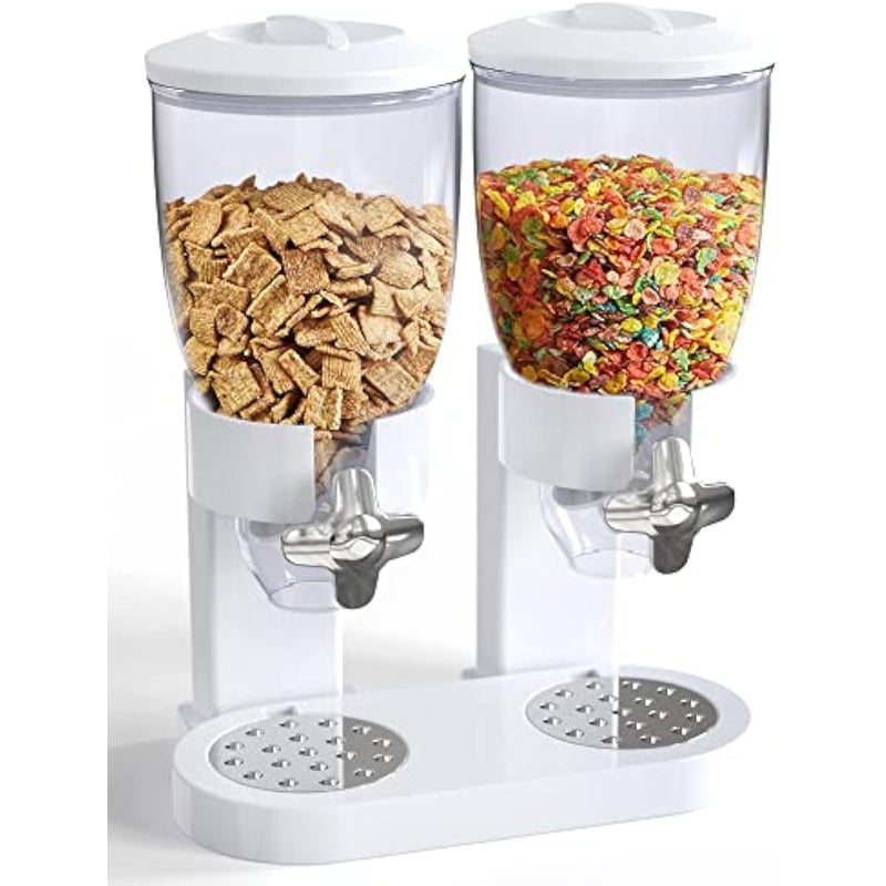 Dozownik do karmy - umożliwia łatwe przechowywanie płatków śniadaniowych itp., 1 szt., podwójna komora, kolor biały