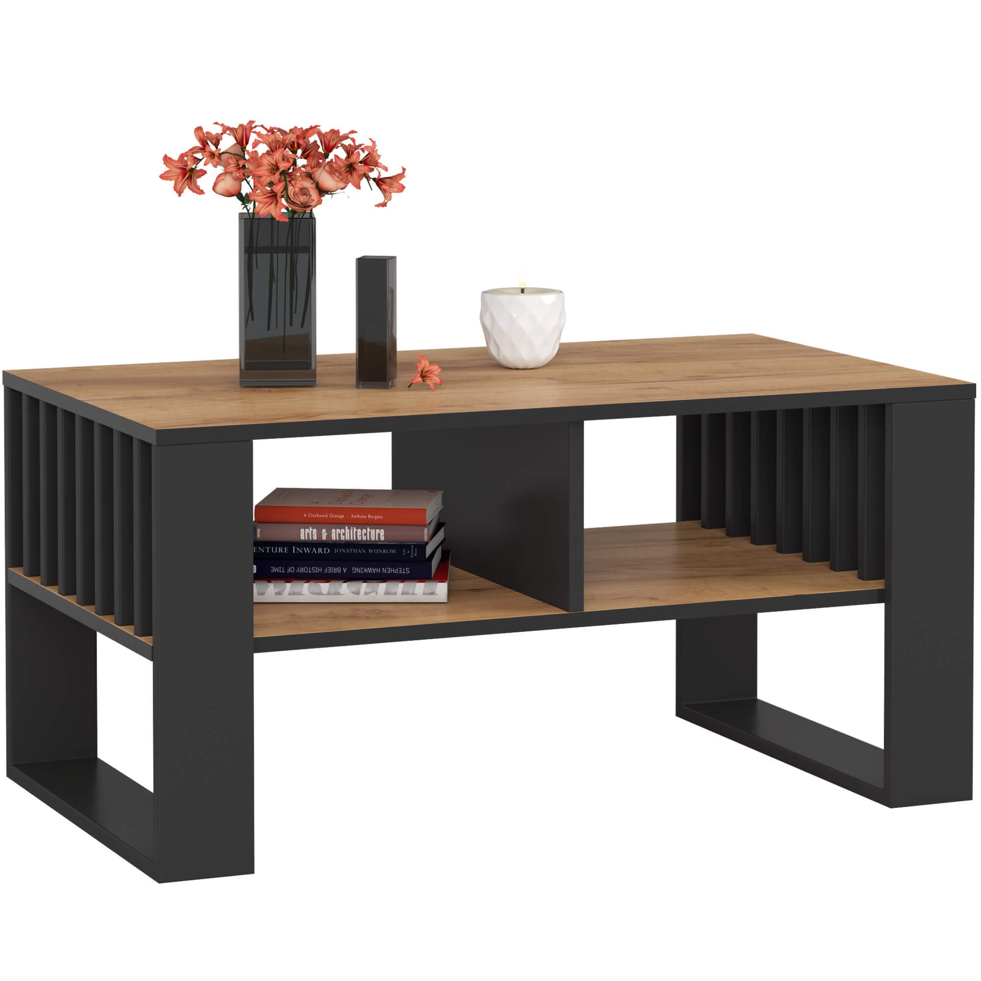 Stolik kawowy AKORD ROCKFORD Dąb Craft 92 cm nogi kolor Czarny 92x53x45 cm