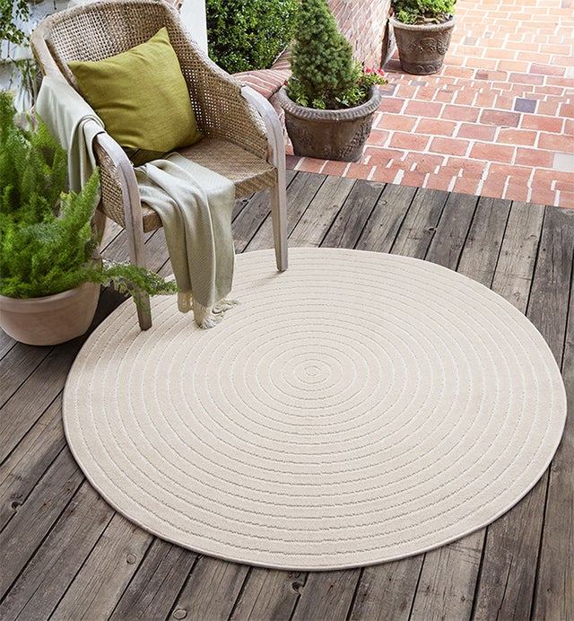 Tapis Santo Plus moderne design boho, Crème, 120 cm, rond