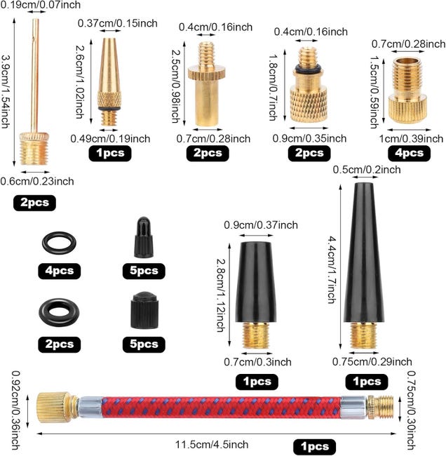 Kit 32 Pezzi Adattatori Valvole Per Bici - Per Pompa, Pneumatici E Palloncini - Foto 5