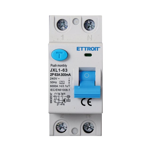 Interruttore Differenziale Puro Tipo A 1P+N 2M 6000A 300mA 63A AC 230V IP20