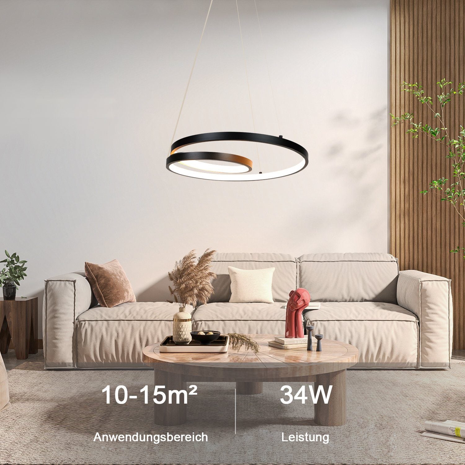 ZMH Lampa wisząca 40 cm, nowoczesny design do salonu, sypialni, kuchni i jadalni - 5