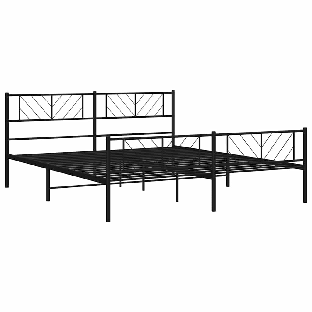 vidaXL Estructura de cama cabecero y estribo metal negro 193x203 cm - 5