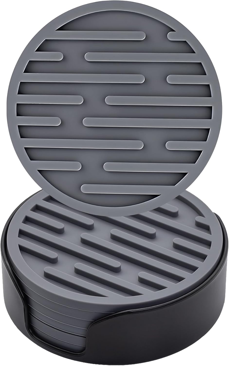 Zestaw 6 silikonowych podstawek o średnicy 10 cm (szarych) z uchwytami, okrągłe podstawki antypoślizgowe, odpowiednie do kubków i napojów