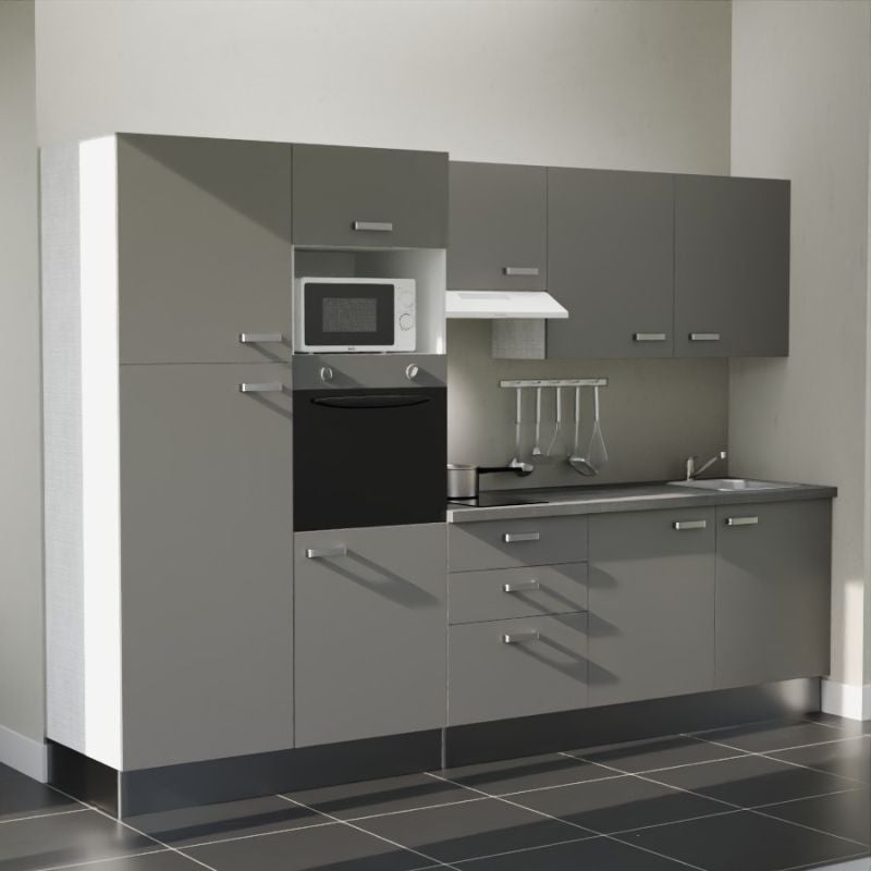 Kitchenette K46L-PT - 300 cm avec plan de travail et évier - Façade ...