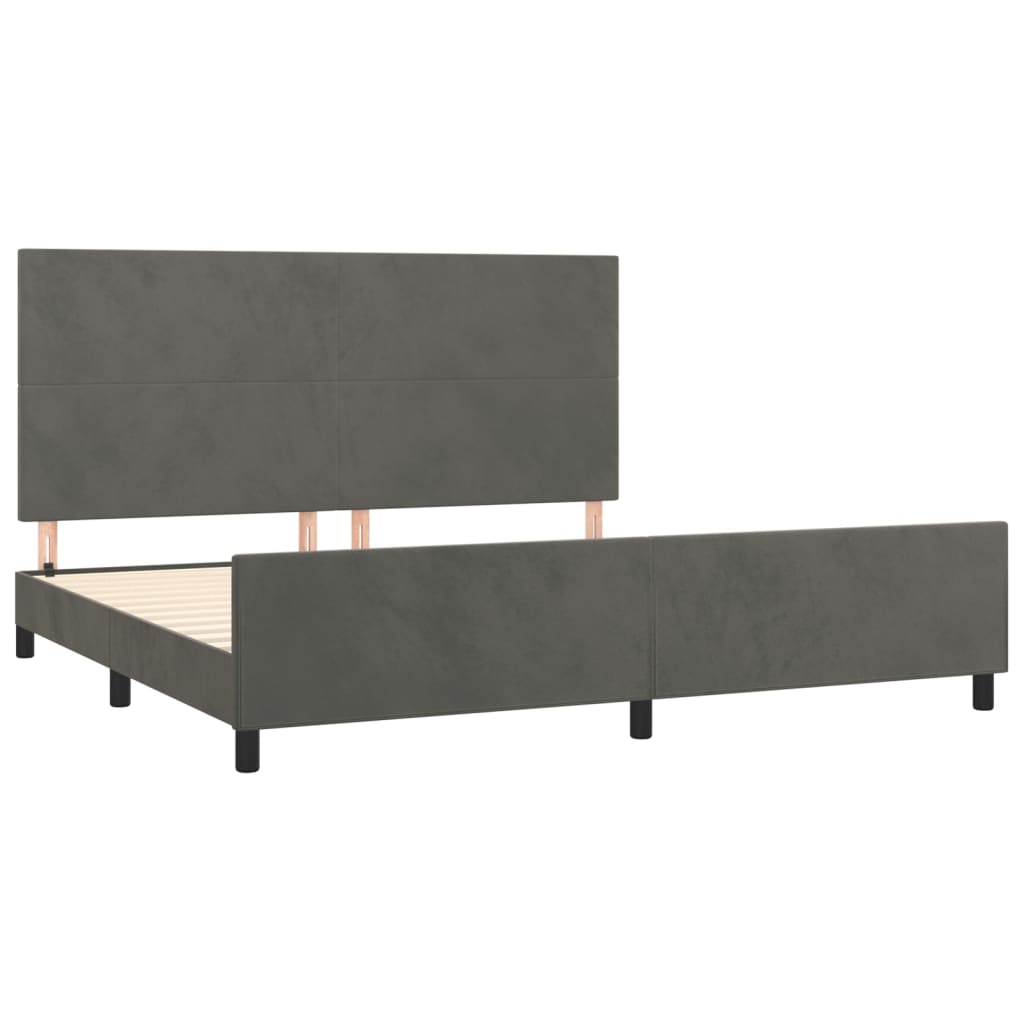 Cadre de lit sans matelas gris foncé 200 x 200 cm en velours - 4