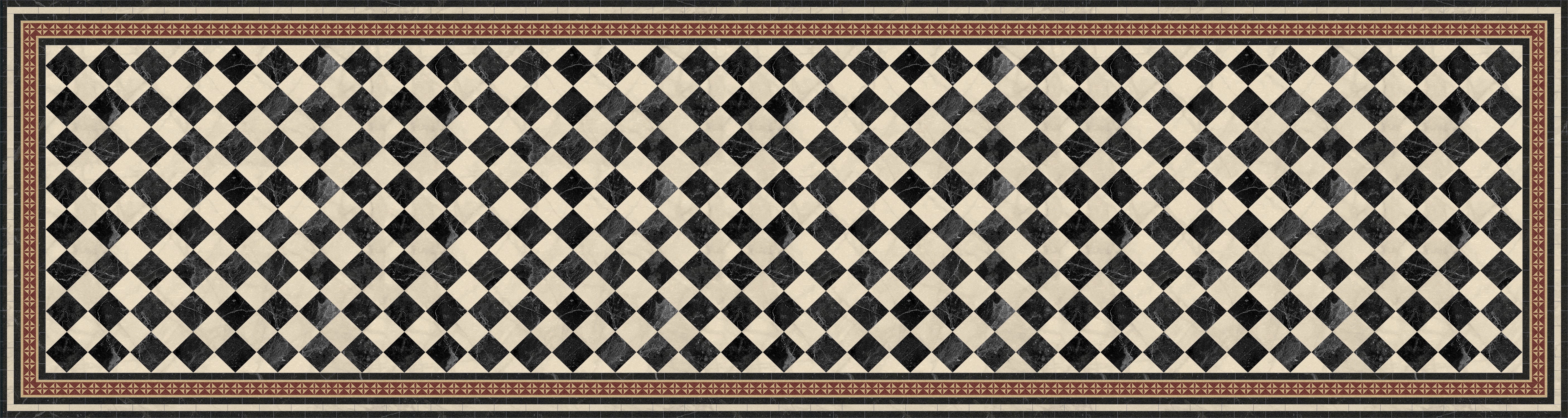 Alfombra de vinilo scacchi 80x300 cm - pvc antideslizante, vinilica para cocina o salón, lavable, estilo hidraúlico