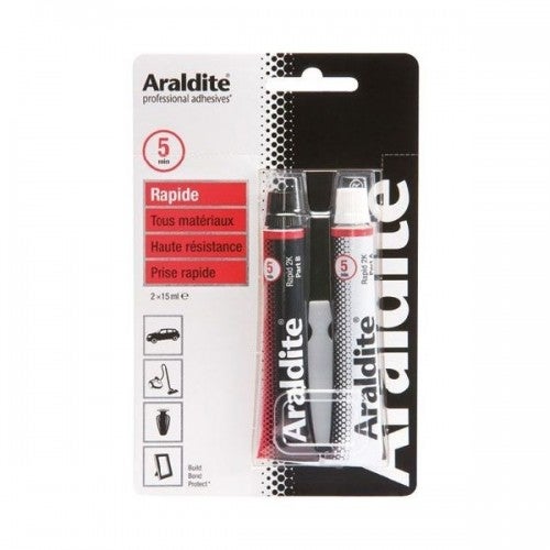 Araldite colle rapide epoxy bi composant prise rapide haute performance tous matériaux tube 2 x 15 ml ARALDITE