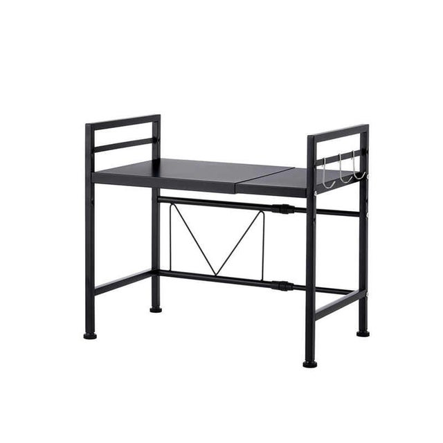 Etagère Réglable de Cuisine en Métal Noir | Largeur extensible 40-60 cm x P 32 x H 47 cm | Support max 120 kg