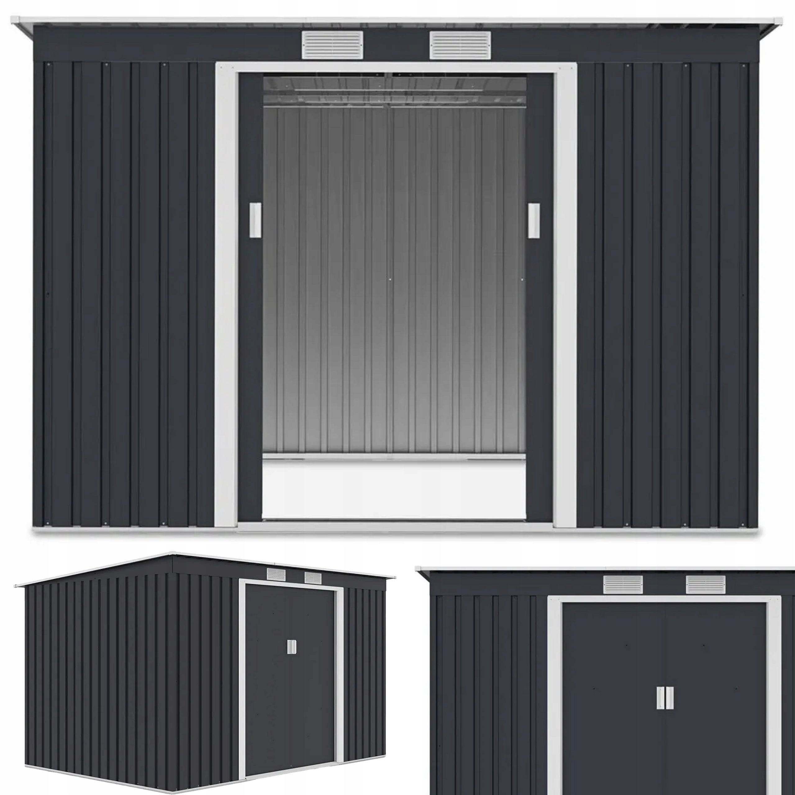 Domek Ogrodowy Narzędziowy OREGON 261x181cm Schowek na Narzędzia Metal 1 szt