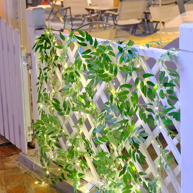 Lampki solarne na zewnątrz, lampki zewnętrzne z liści wierzby, 120 diod LED, 12 m - 5