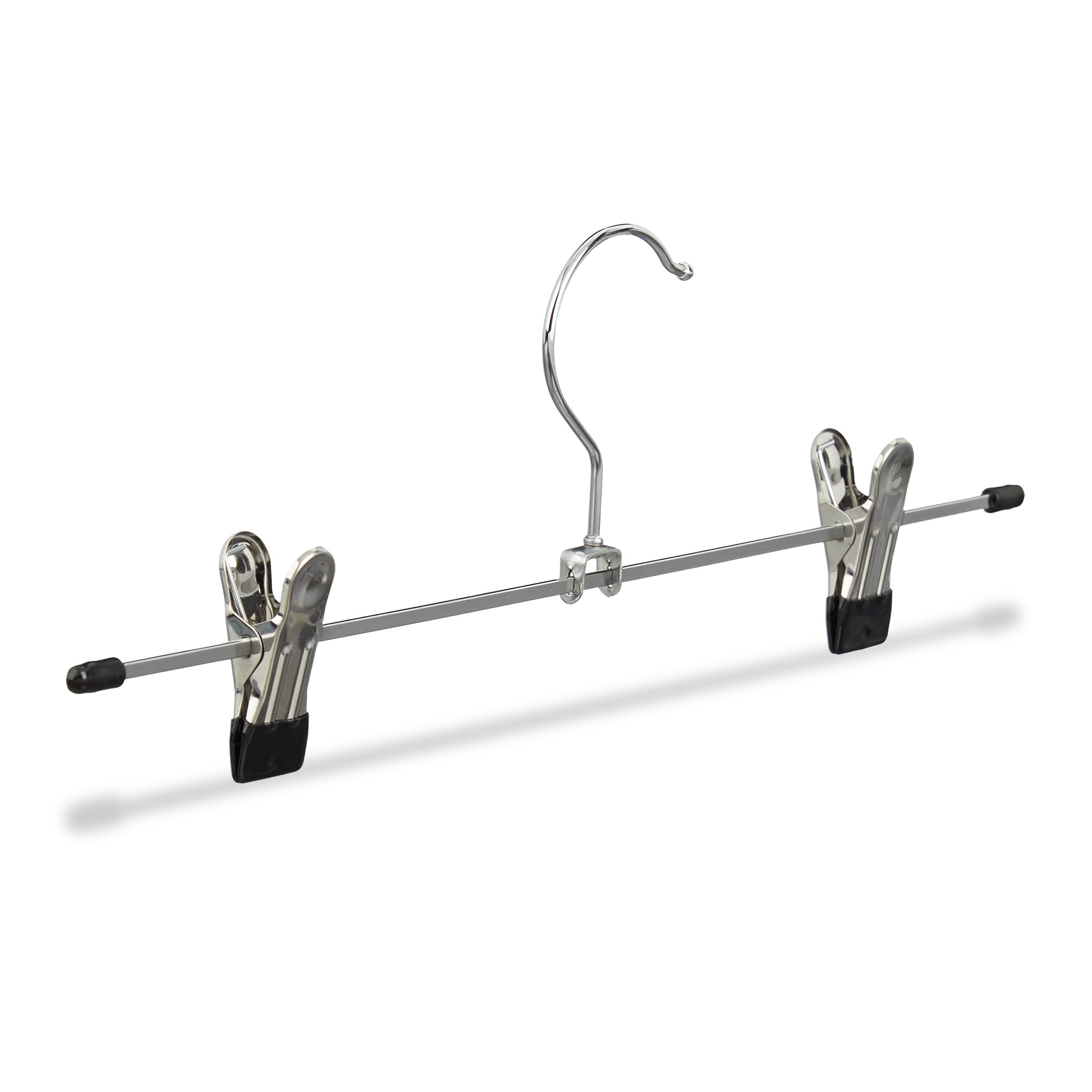 60x Cintres à pantalon en métal avec pinces caoutchouc pour jupes antidérapant HxlxP: 9 x 35,5 x 2,5 cm, argent/noir - 8