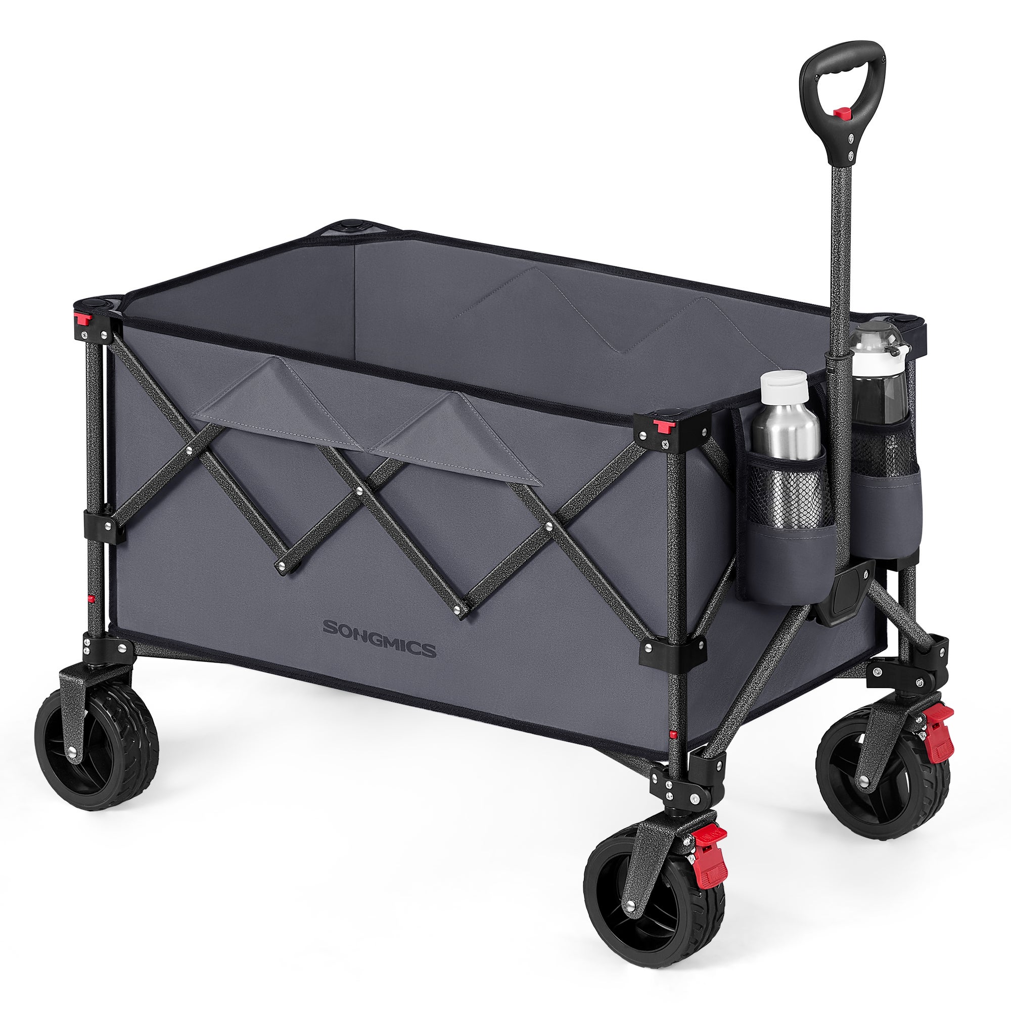 Chariot Pliable, Grande Capacité De 150 L, Chariot Pliable Réglable Avec Roues Et Freins Tout Terrain, Chariot De Plage Portable Et Robuste Pour Jardin, Camping, Shopping, Courses (noir