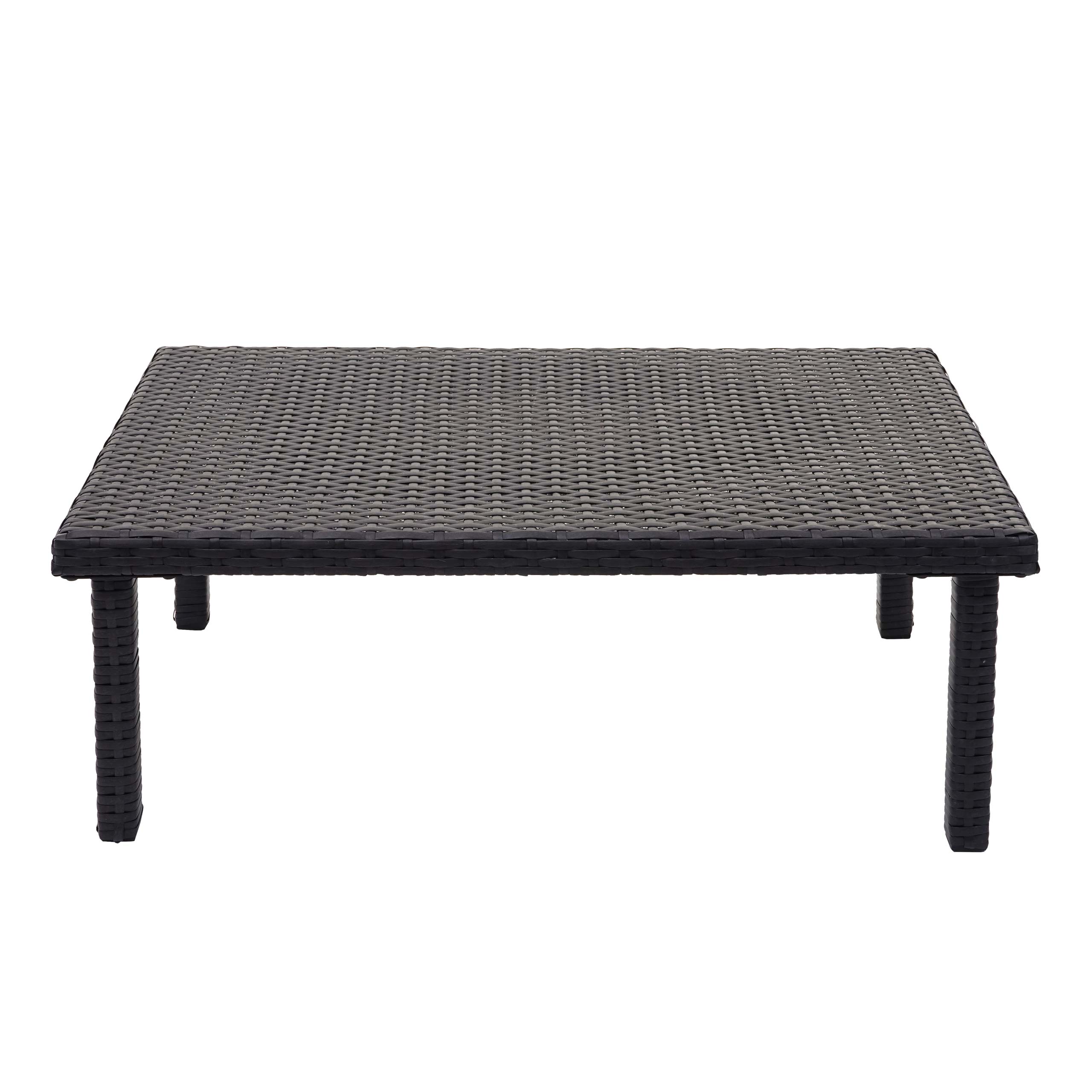 Table D'appoint Polyrotin Noir Avec Plateau WPC 45x45x40 Cm - Réglable En Hauteur - Pour Intérieur/extérieur (jardin, Balcon)