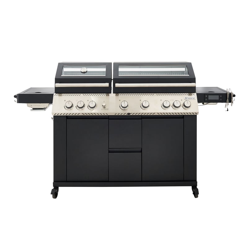 Grill gazowy Upsilon NATERIAL premium 6+2 palniki ze stali nierdzewnej w kolorze czarnym