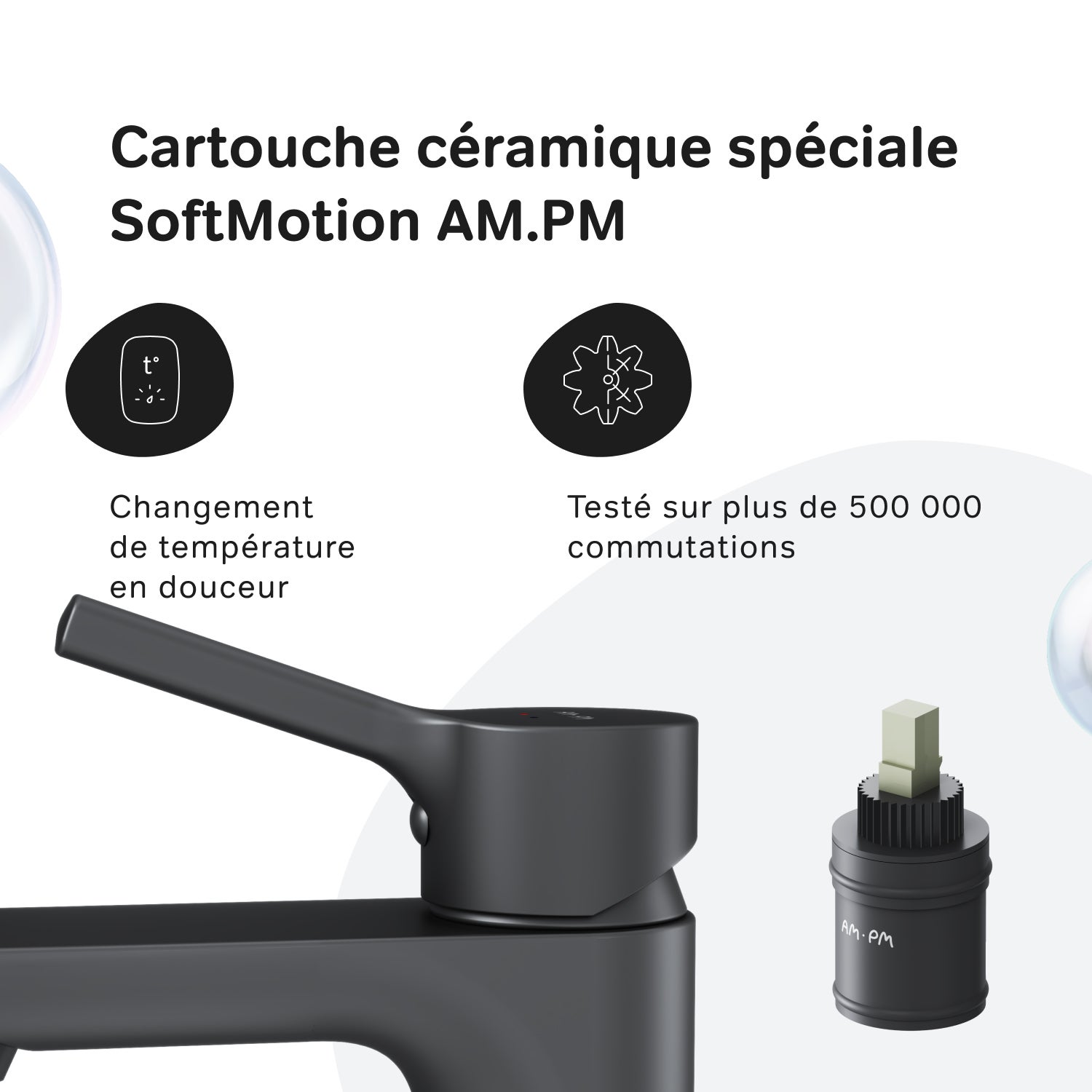 Mitigeur de Lavabo, Robinet de Lavabo avec bonde clic clac, Robinet de lave-mains, Noir, taille S, FXB82122, AM.PM - 4