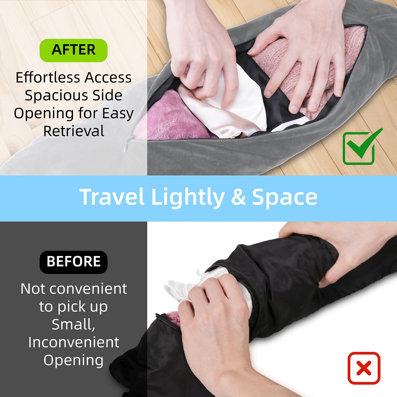 Almohada para el cuello rellenable, suave y transpirable, funda de almohada para el cuello en forma de U para coche, vuelo (sin relleno) - 6