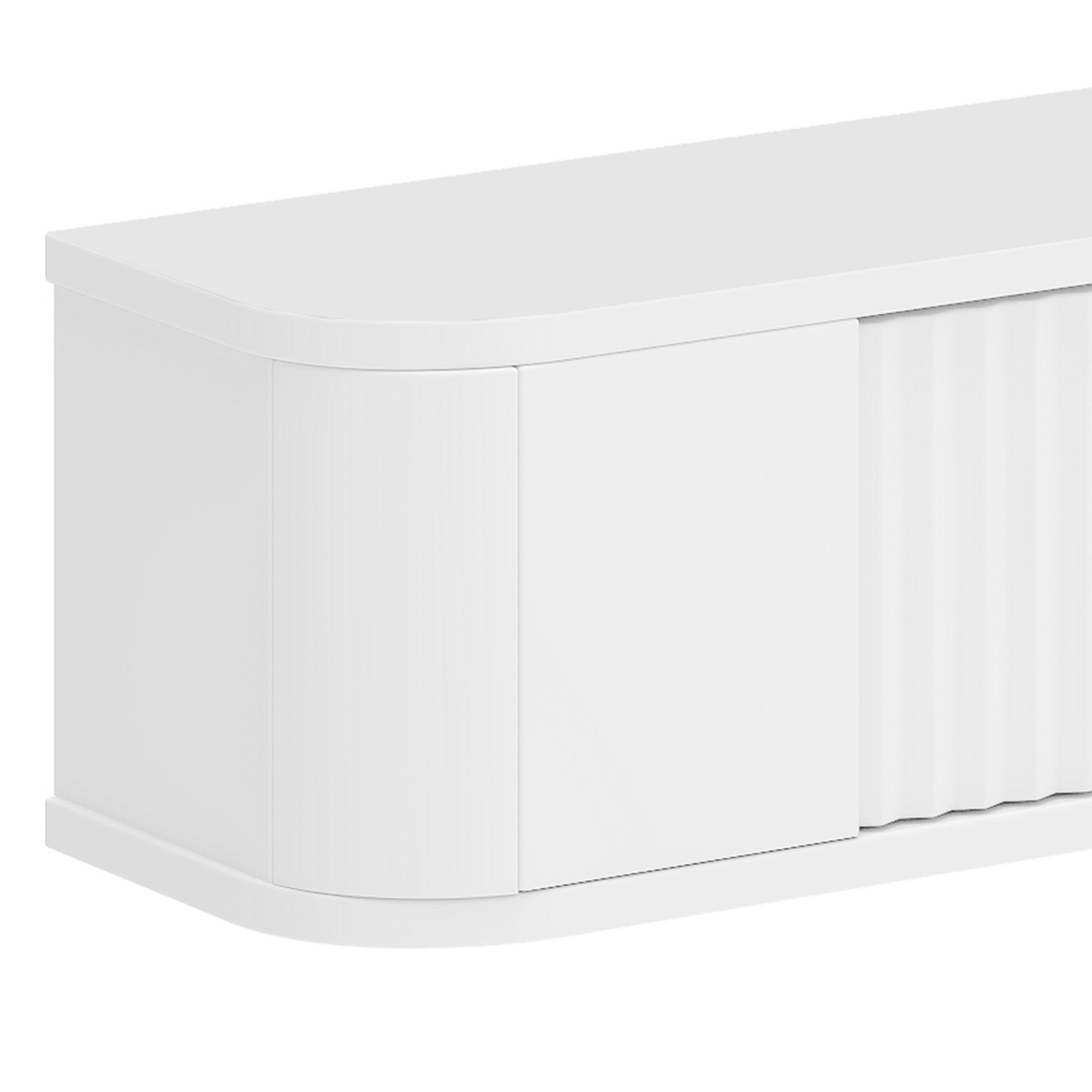 YITAHOME Meuble TV flottant 140 cm, étagères murales pour TV avec éclairage LED RGB, 180L × 25P × 20H cm, blanc haute brillance - 8