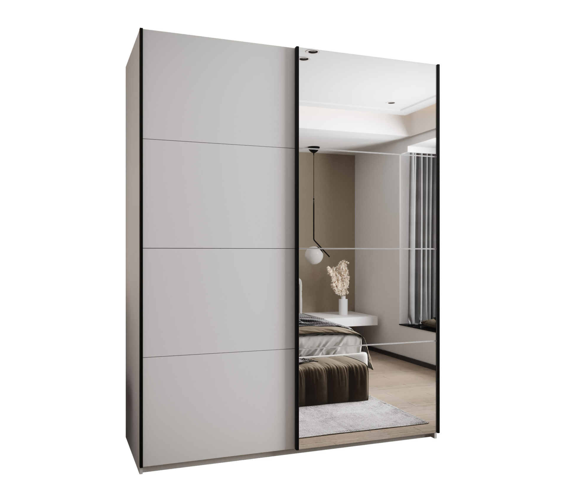 Szafa przesuwna wysoka Lux 3 200 x 64 x 245,5 cm biały + biały + u. czarny - Abiks Meble