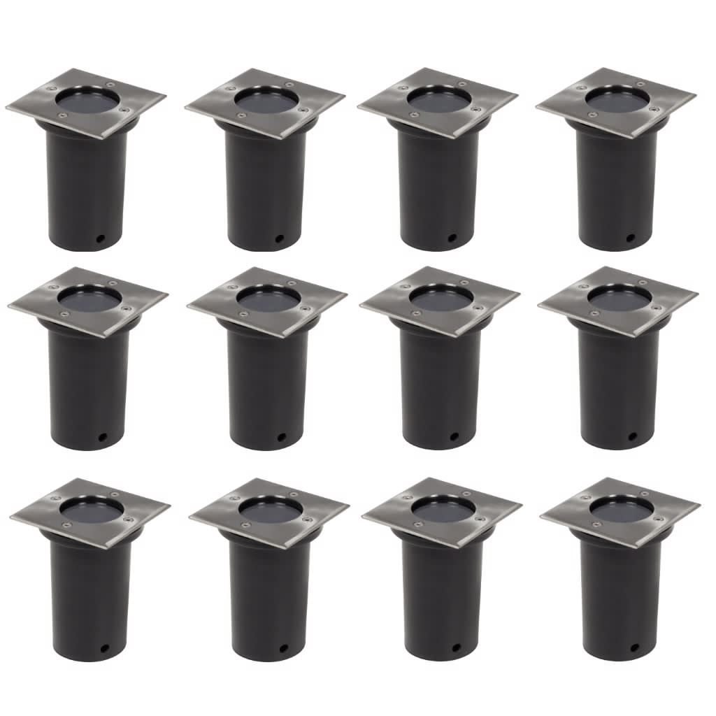 Vidaxl luces de suelo de exterior cuadradas 12 unidades