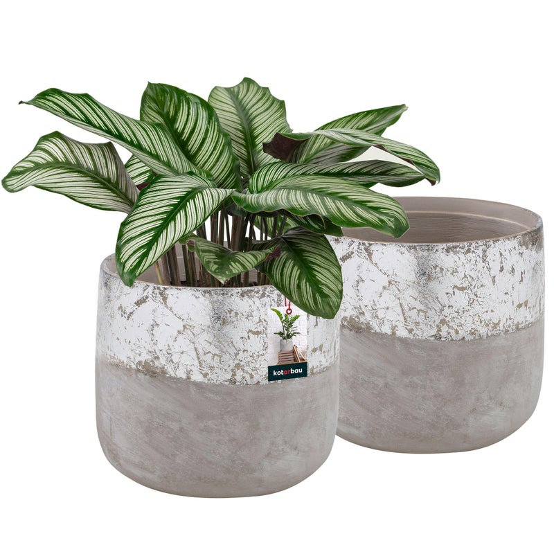 Doniczka ceramiczna nieszkliwiona na kwiaty rośliny 12 cm zestaw 2 szt. - Kolor szary - KOTARBAU